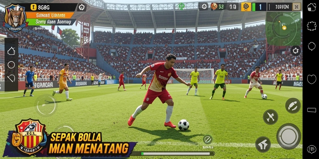 Gameplay menegangkan dalam permainan sepak bola 8G8G.