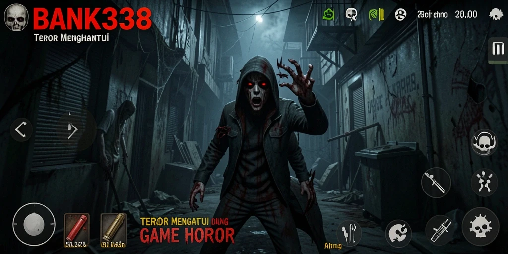 Tangkapan layar menampilkan adegan gameplay menakutkan di BANK338.