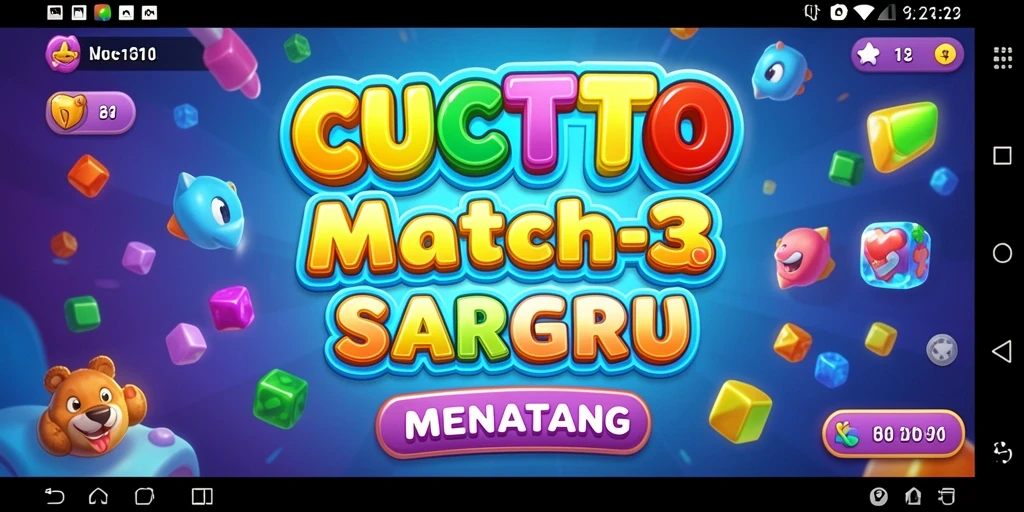 Screenshot menunjukkan momen menarik dari gameplay Match-3 CUCUTOTO.