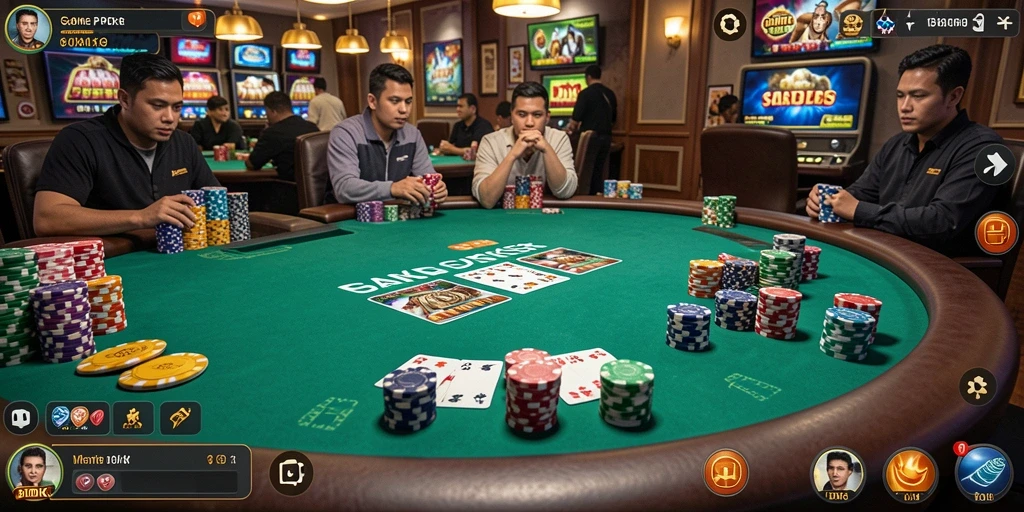 Gameplay poker seru dari DKK dengan interaksi pemain yang dinamis.