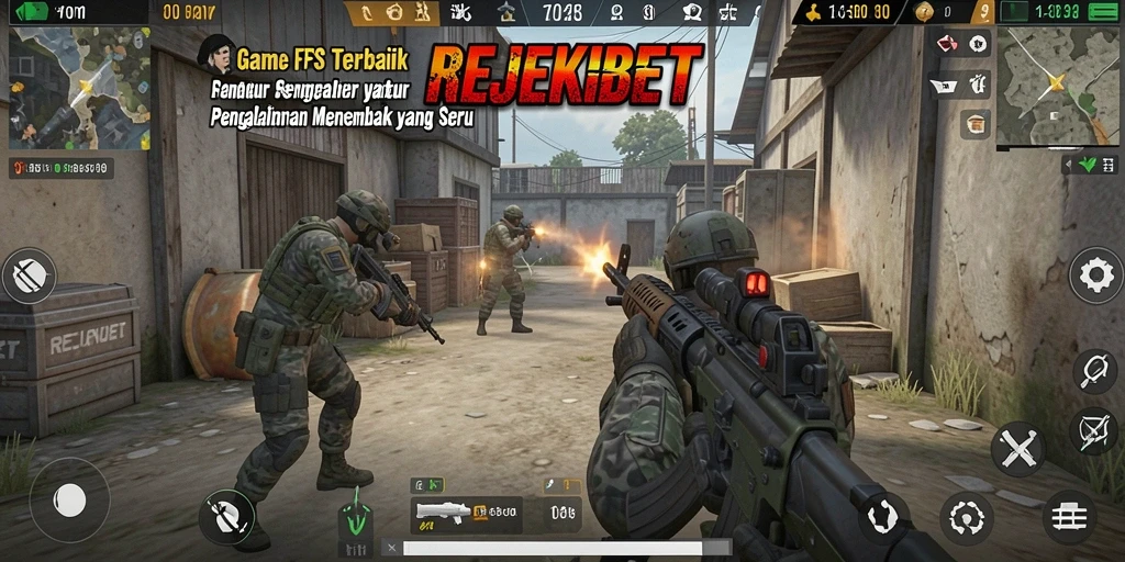 Gameplay seru REJEKIBET dengan aksi menembak yang mendebarkan.