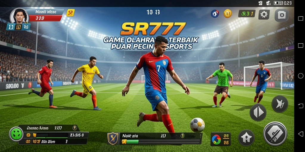 Screenshot gameplay SR777 menunjukkan aksi seru di lapangan olahraga.